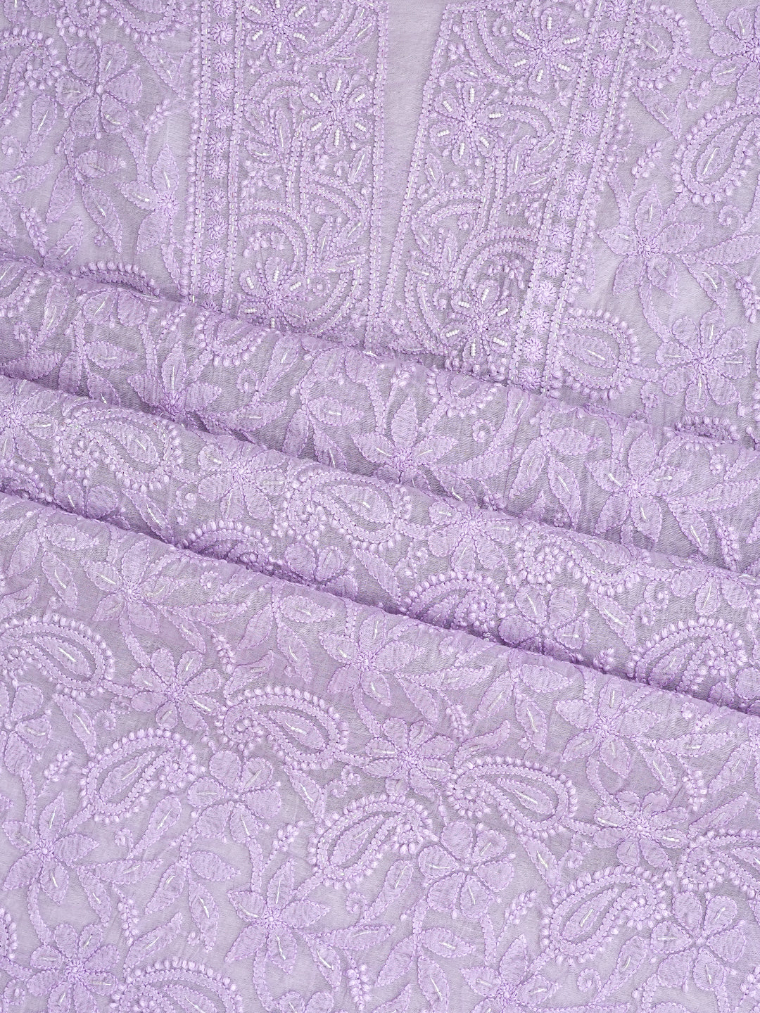 Ada Hand Embroidered Mauve Chanderi Lucknowi Chikankari Unstitched Suite Set With Cutdana Work 01A1010812