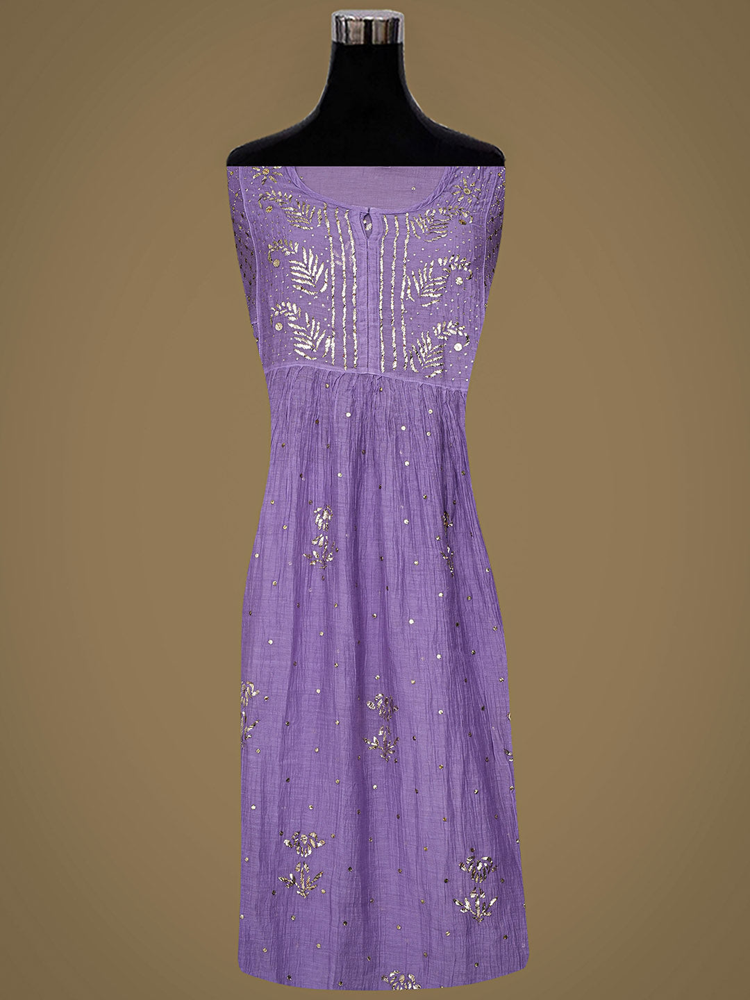 Ada Hand Embroidered Mauve Chanderi Semi-Stitched A-line Kurta Dupatta Set With Muqaish Work 01A977975