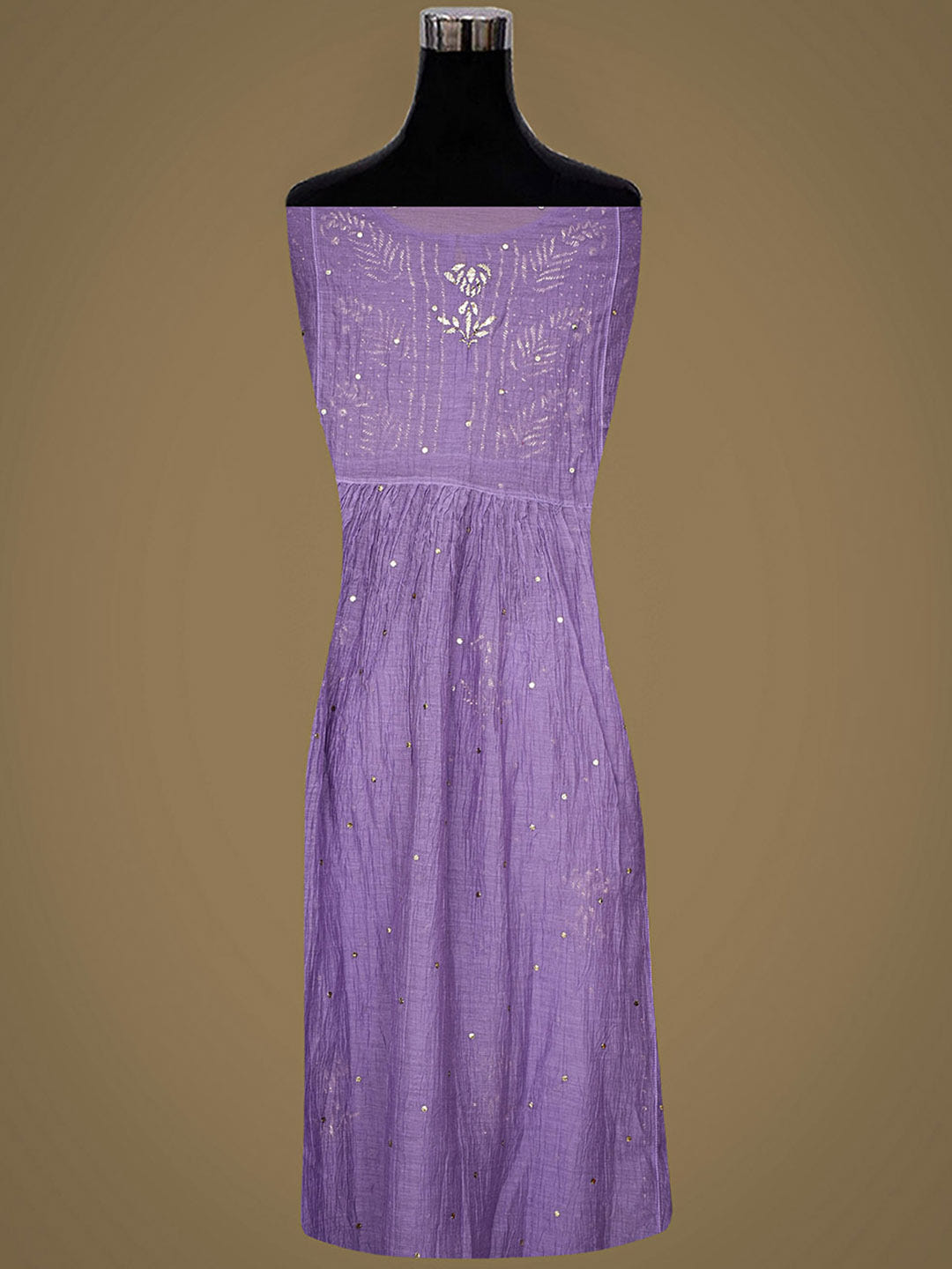 Ada Hand Embroidered Mauve Chanderi Semi-Stitched A-line Kurta Dupatta Set With Muqaish Work 01A977975
