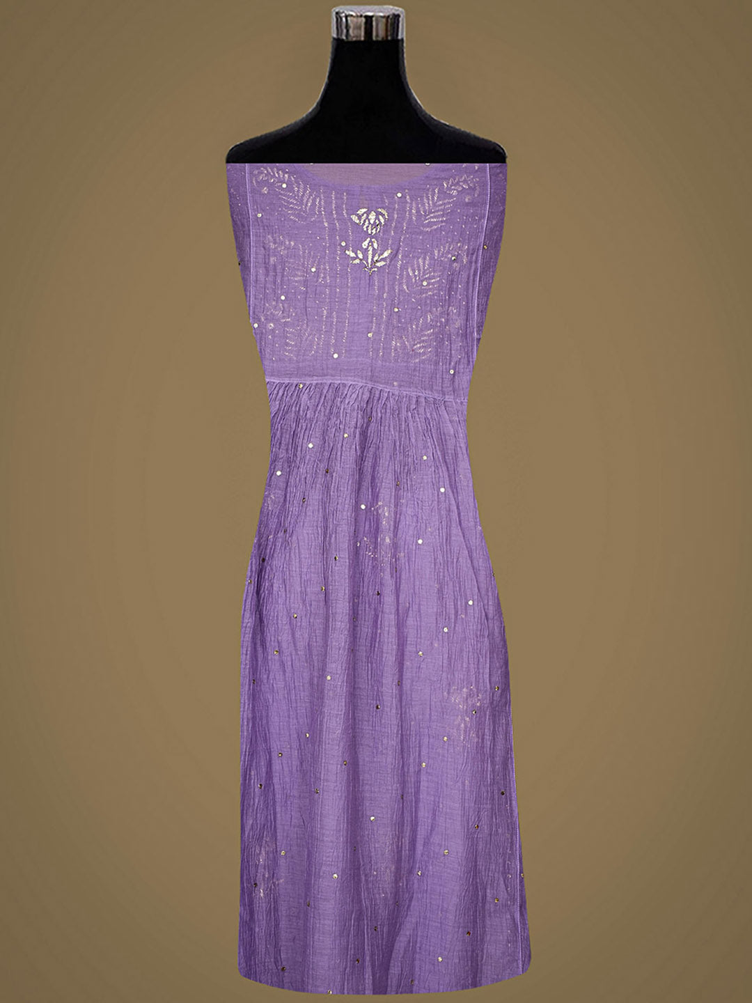 Ada Hand Embroidered Mauve Chanderi Semi-Stitched A-line Kurta Dupatta Set With Muqaish Work 01A977975