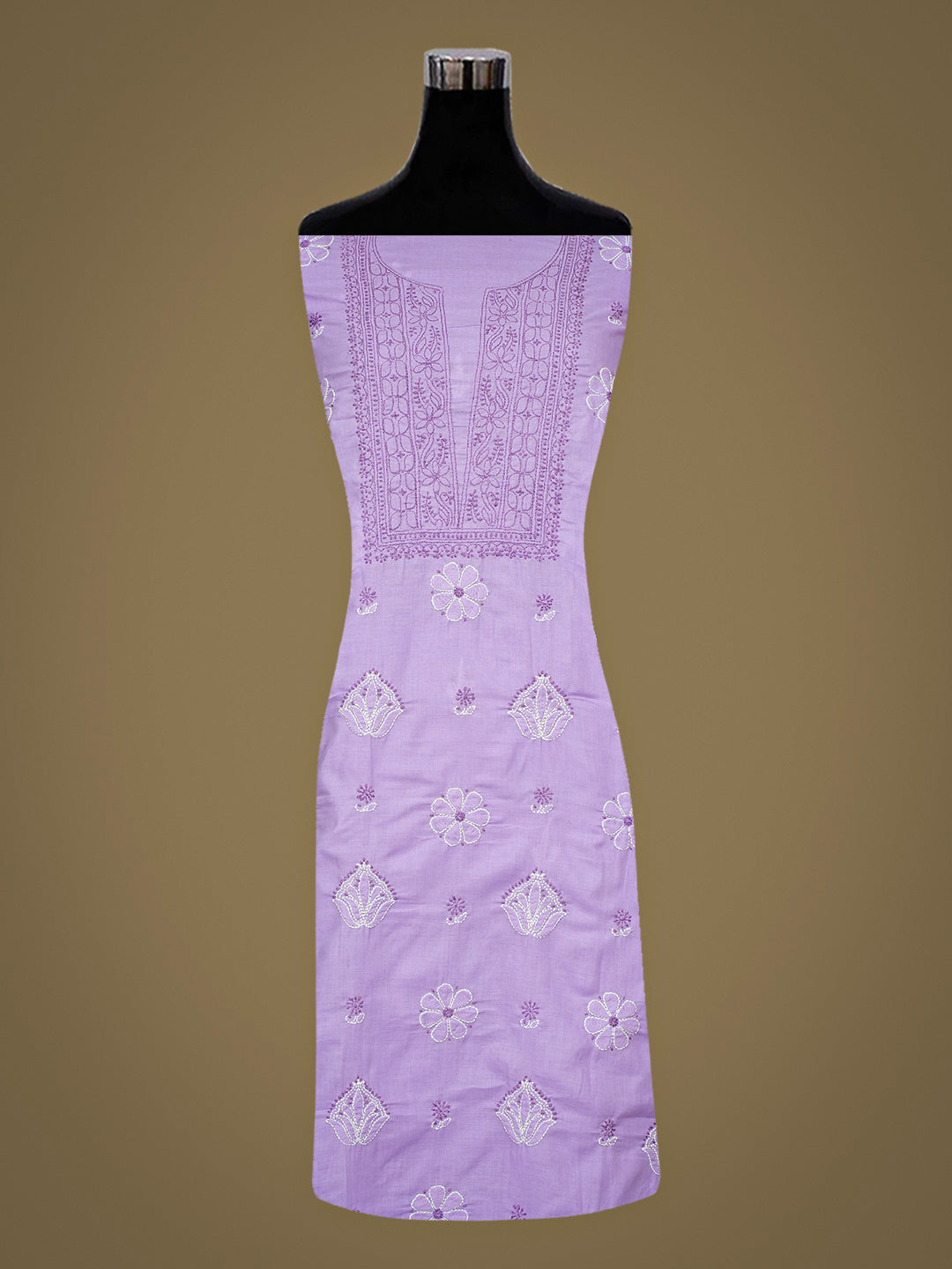Ada Hand Embroidered Mauve Cotton Lucknowi Chikankari Unstitched Kurta 01A735446