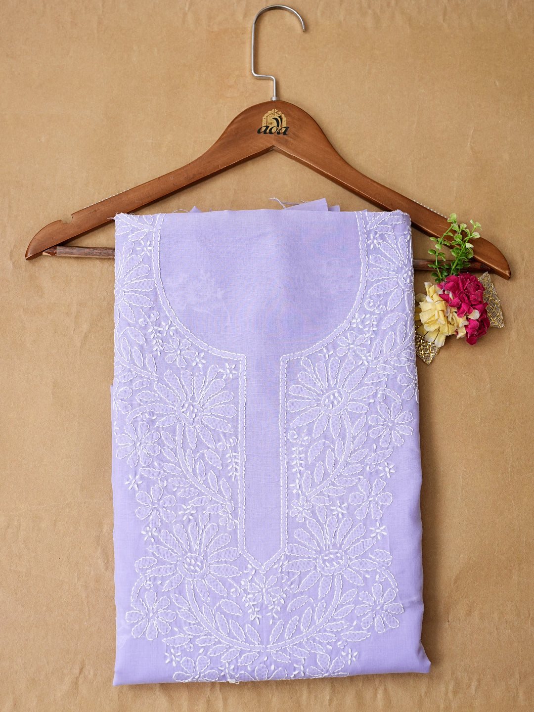 Ada Hand Embroidered Mauve Cotton Lucknowi Chikankari Unstitched Kurta Piece 01A991862
