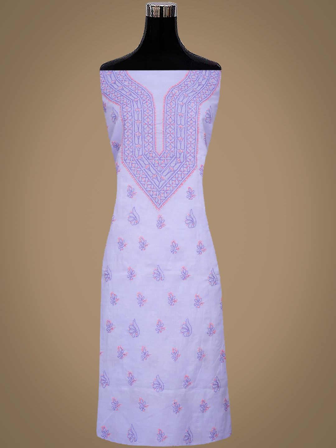Ada Hand Embroidered Mauve Cotton Lucknowi Chikankari Unstitched Suit Piece 01A1001715