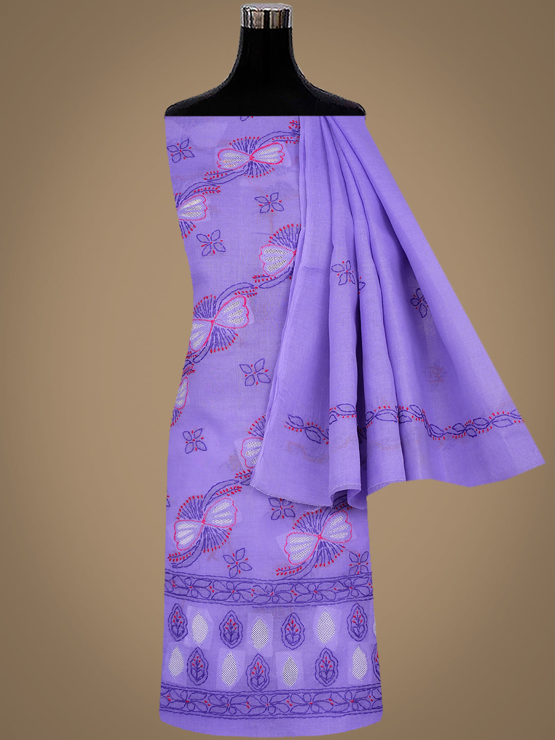 Ada Hand Embroidered Mauve Cotton Lucknowi Chikankari Unstitched Suit Piece 01A916000_4