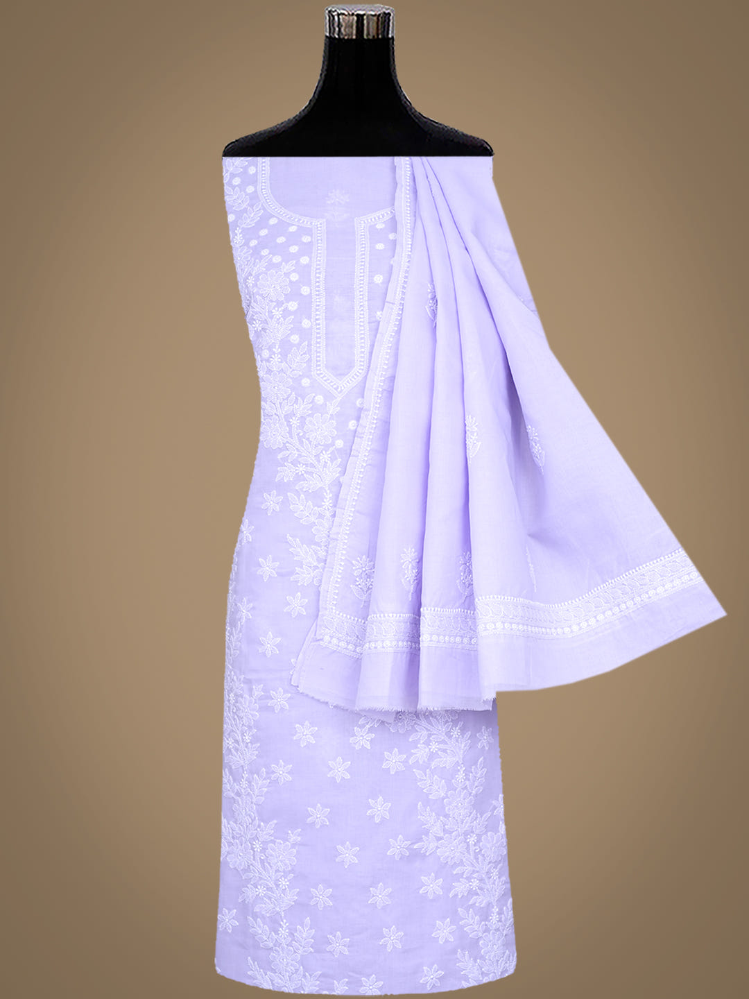 Ada Hand Embroidered Mauve Cotton Lucknowi Chikankari Unstitched Suit Piece 01A977447