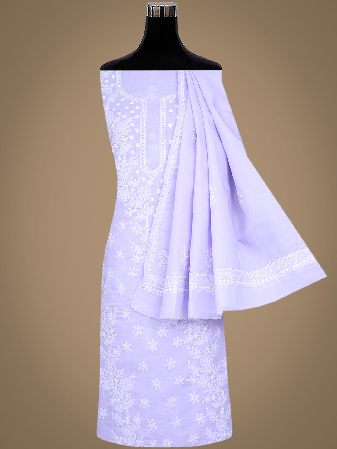 Ada Hand Embroidered Mauve Cotton Lucknowi Chikankari Unstitched Suit Piece 01A977447