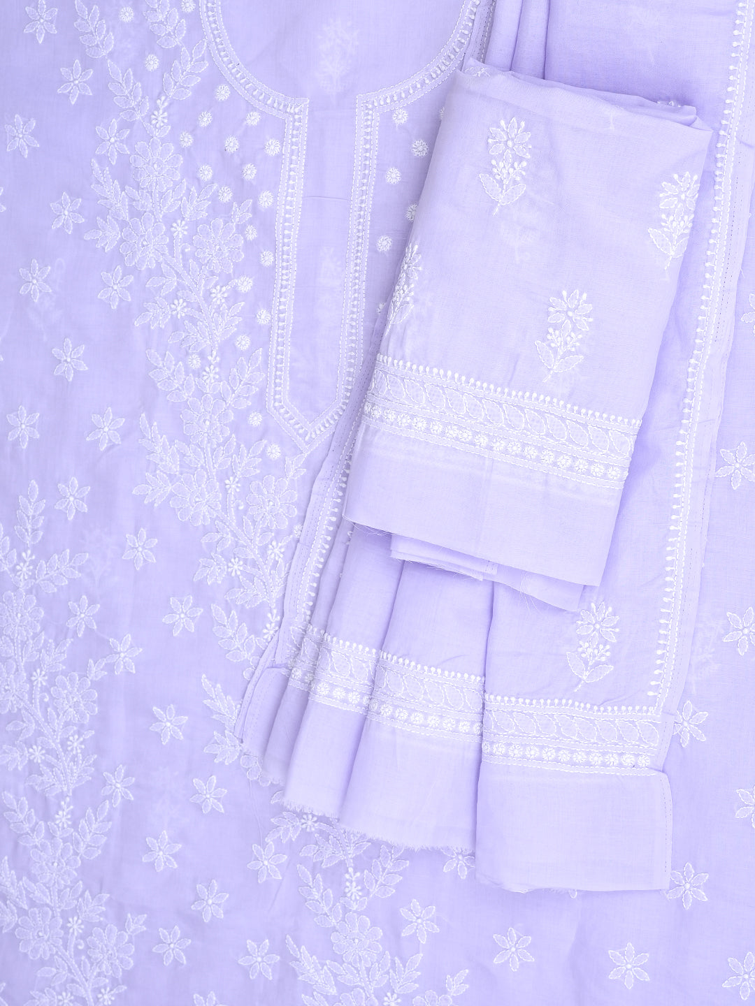 Ada Hand Embroidered Mauve Cotton Lucknowi Chikankari Unstitched Suit Piece 01A977447