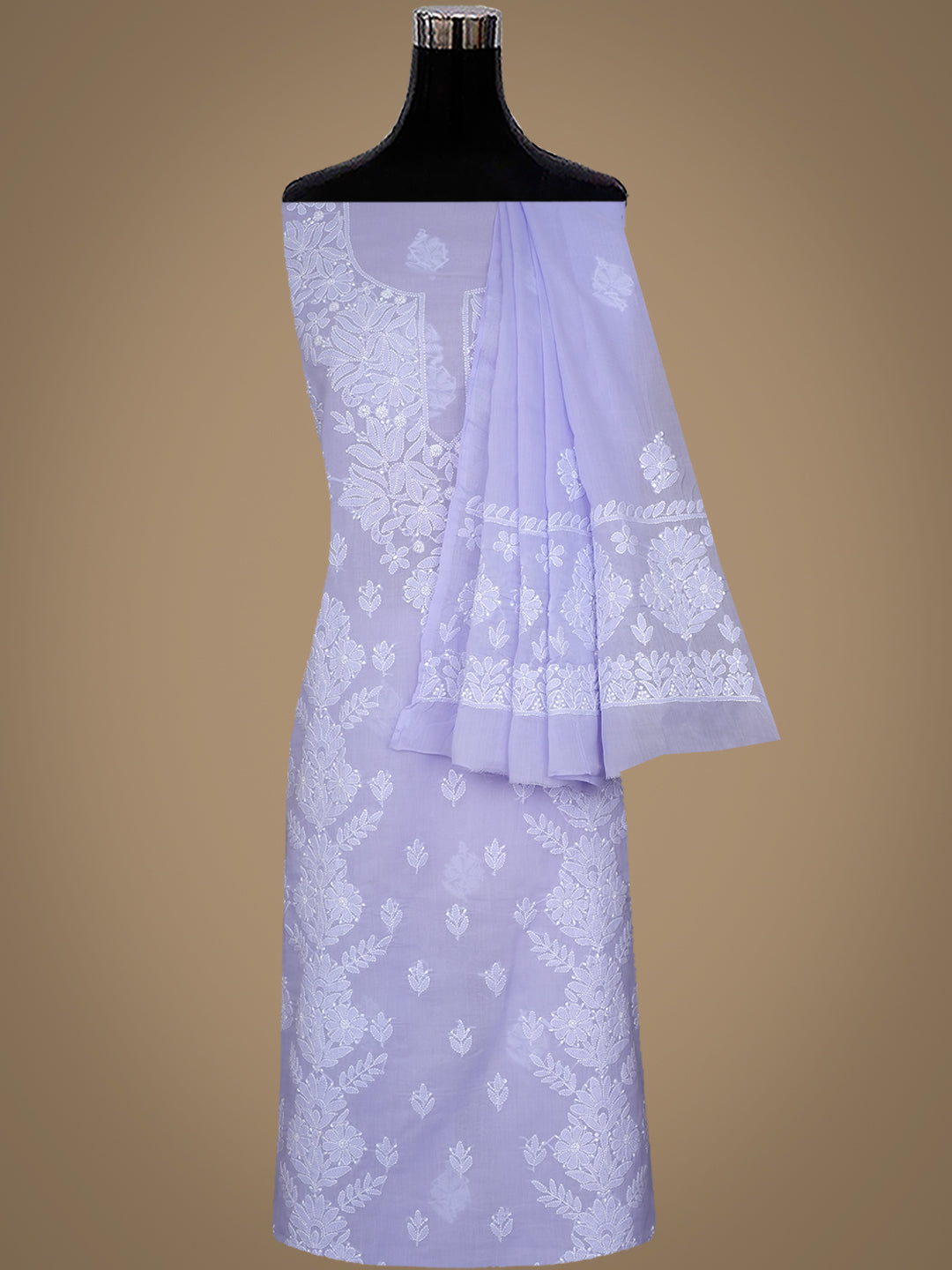 Ada Hand Embroidered Mauve Cotton Lucknowi Chikankari Unstitched Suit Piece 01A977531