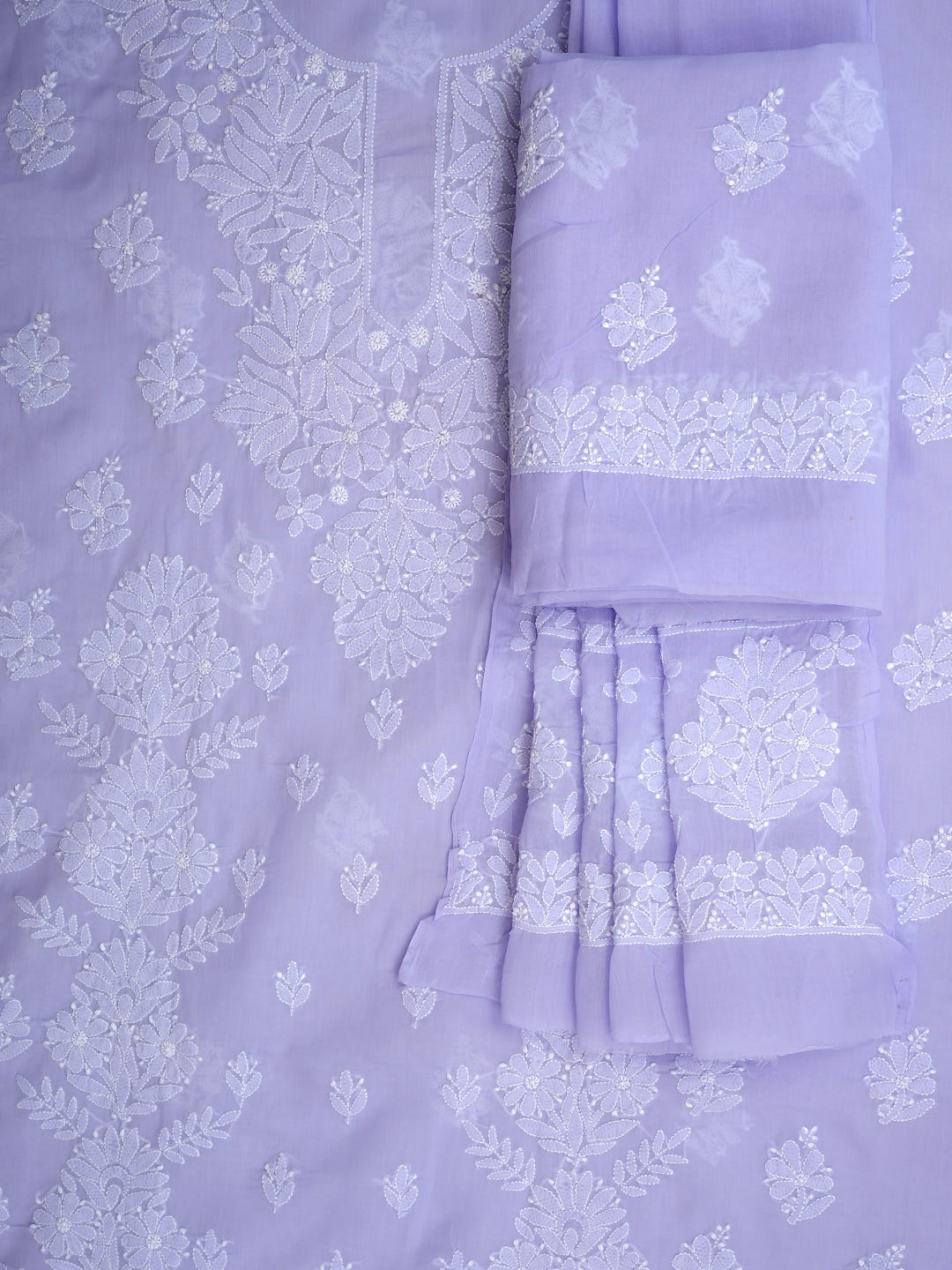 Ada Hand Embroidered Mauve Cotton Lucknowi Chikankari Unstitched Suit Piece 01A977531