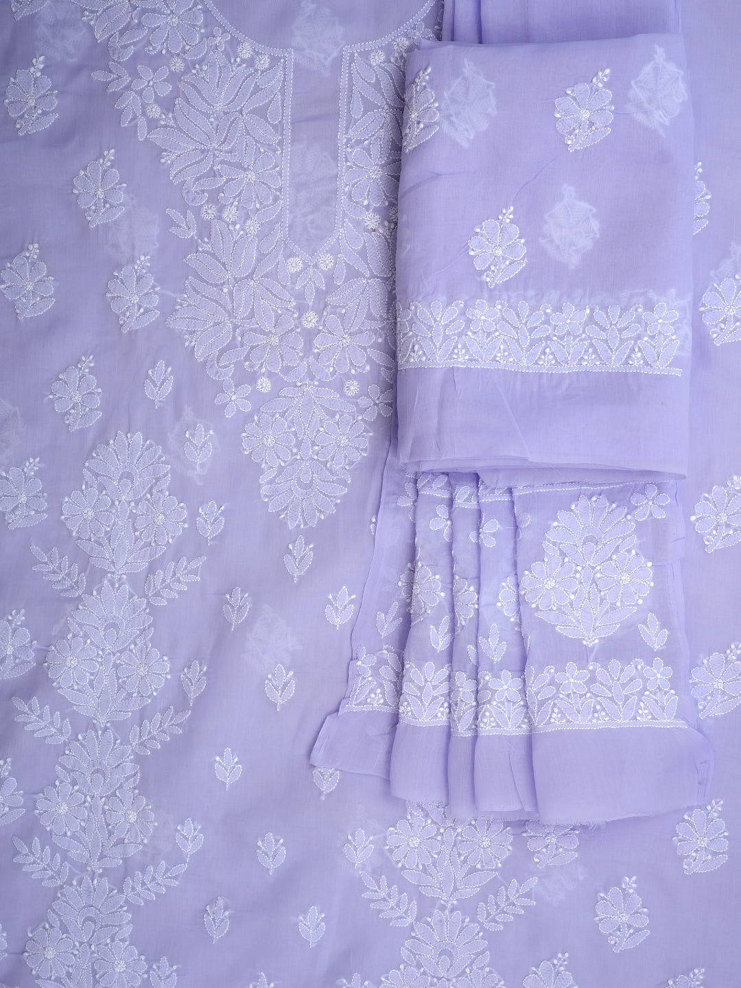 Ada Hand Embroidered Mauve Cotton Lucknowi Chikankari Unstitched Suit Piece 01A977531