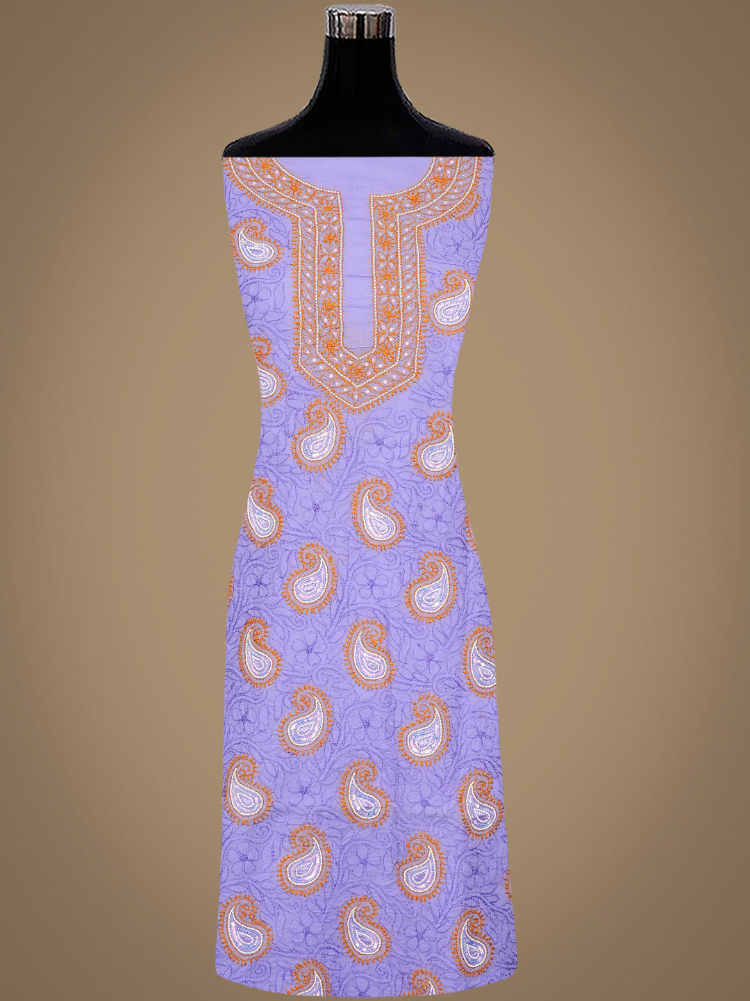 Ada Hand Embroidered Mauve Cotton Lucknowi Chikankari Unstitched Suit Piece With Pearl Work 01A985611