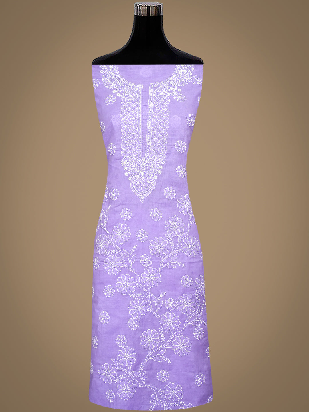 Ada Hand Embroidered Mauve Cotton Lucknowi Chikankari Unstitched Suit Set With Chiffon Dupatta 01A992357