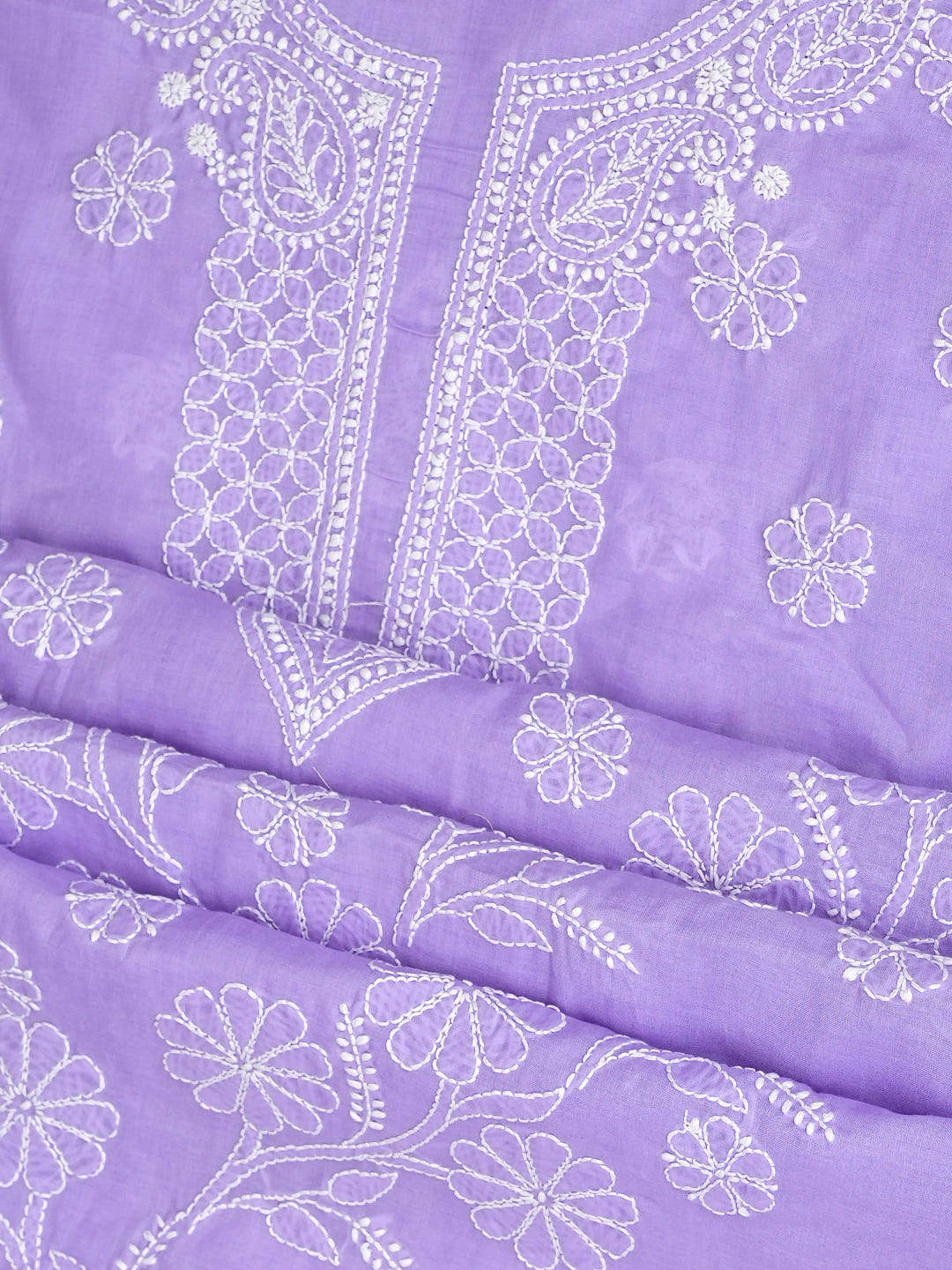 Ada Hand Embroidered Mauve Cotton Lucknowi Chikankari Unstitched Suit Set With Chiffon Dupatta 01A992357