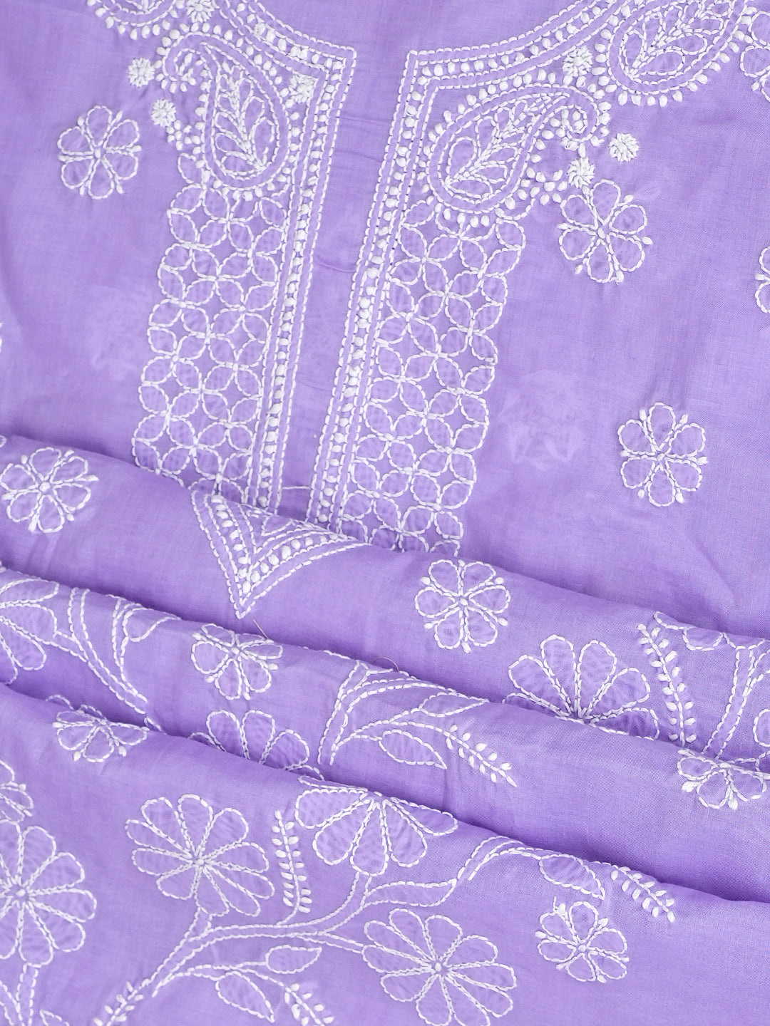 Ada Hand Embroidered Mauve Cotton Lucknowi Chikankari Unstitched Suit Set With Chiffon Dupatta 01A992357