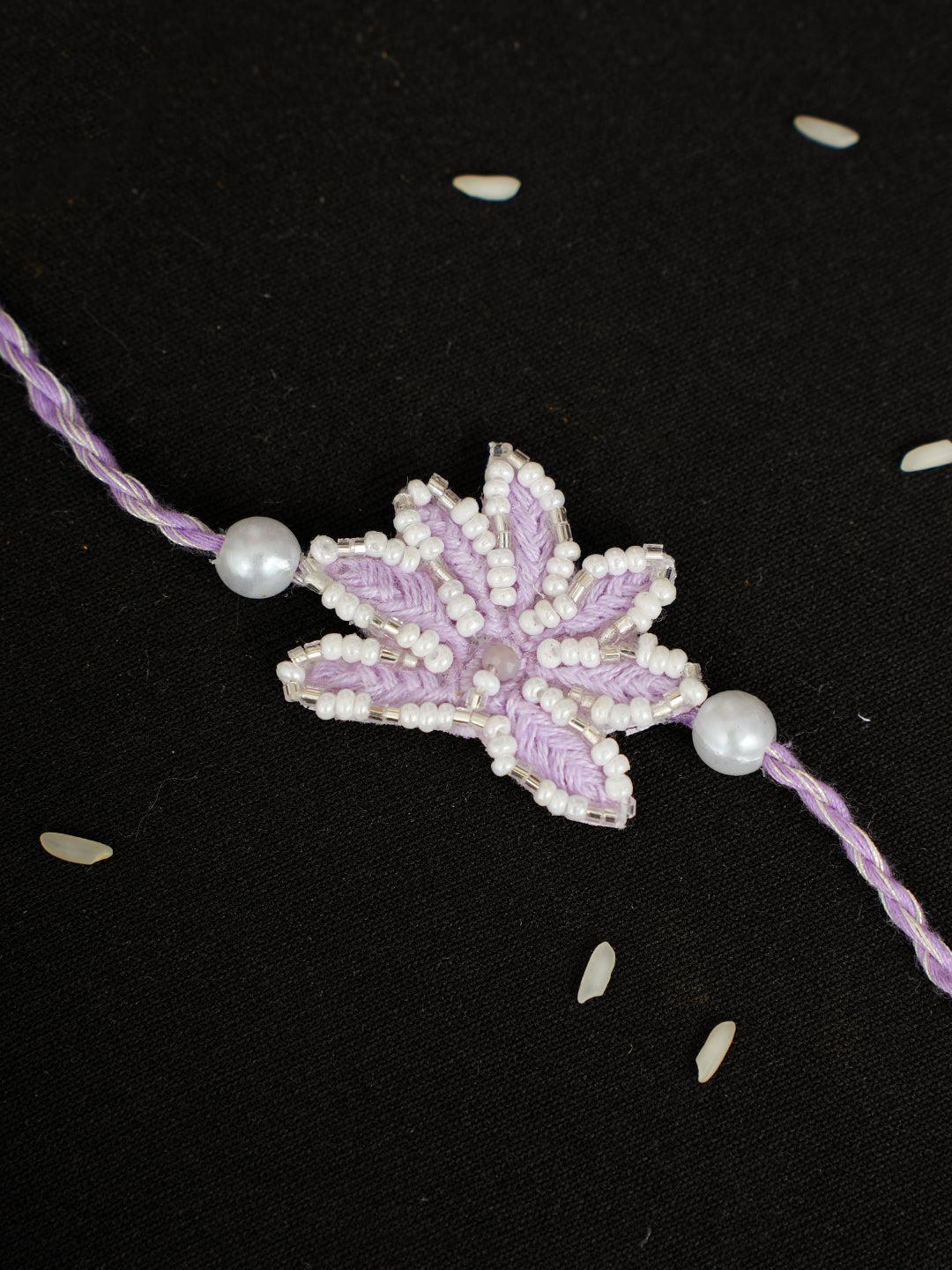 Ada Hand Embroidered Mauve Cotton Raksha Sutra Rakhi With Cutdana Work_2
