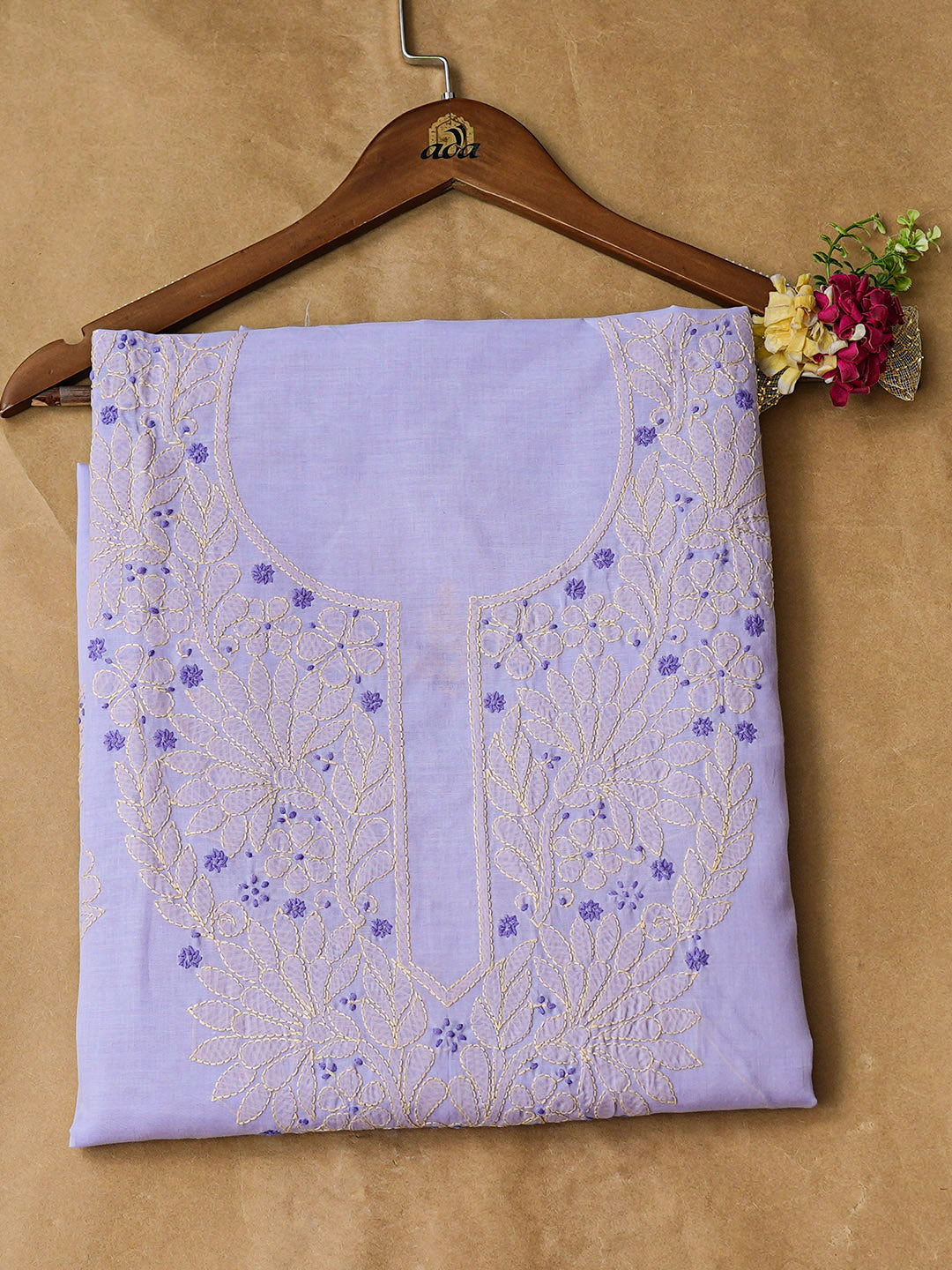 Ada Hand Embroidered Mauve Cotton lucknowi Chikankari Unstitched Kurta 01A991918
