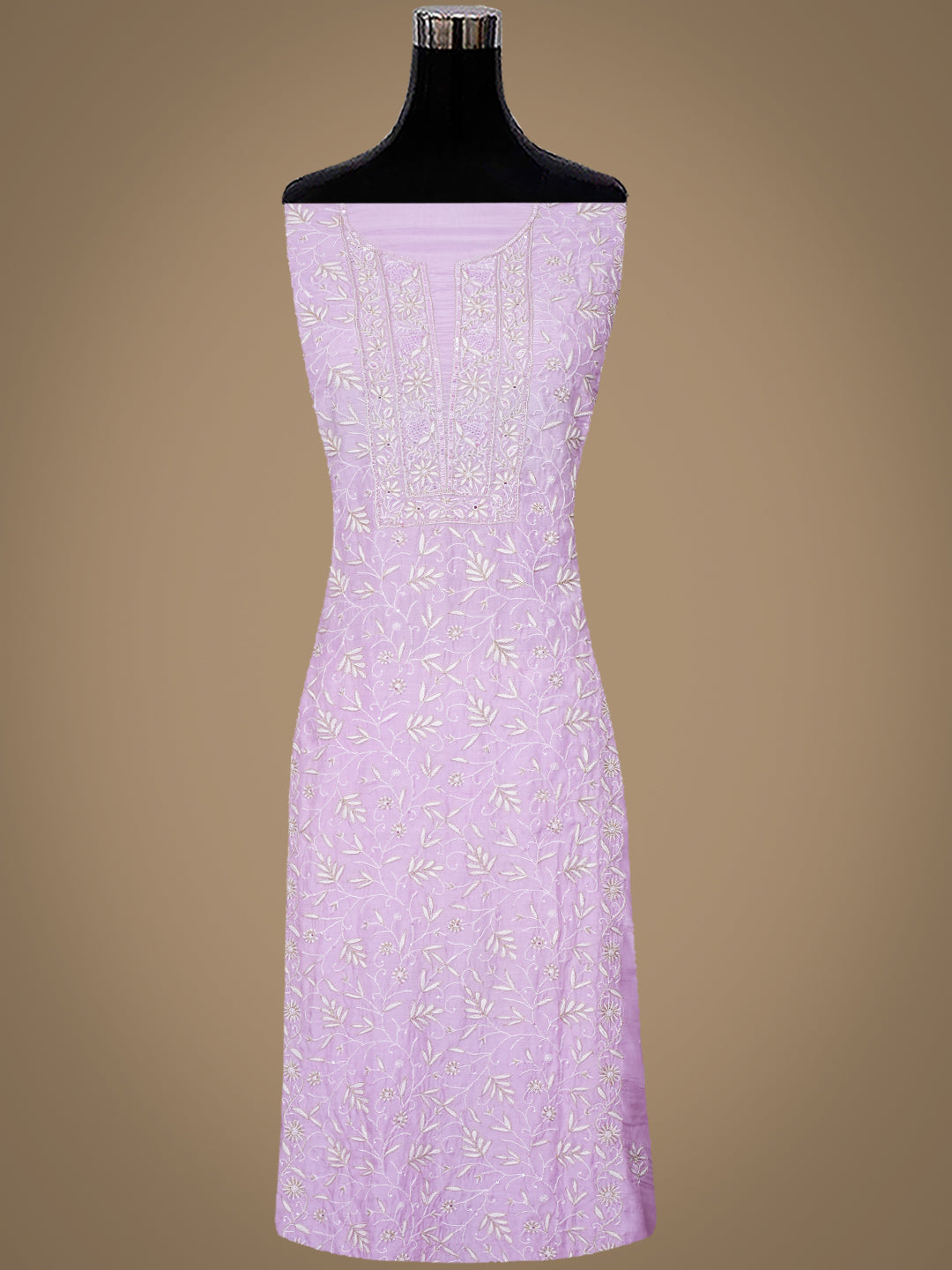 Ada Hand Embroidered Mauve Crepe Lucknowi Chikankari Unstitched Suit Piece With Zari, Cutdana and Sequinned Work 01A821752