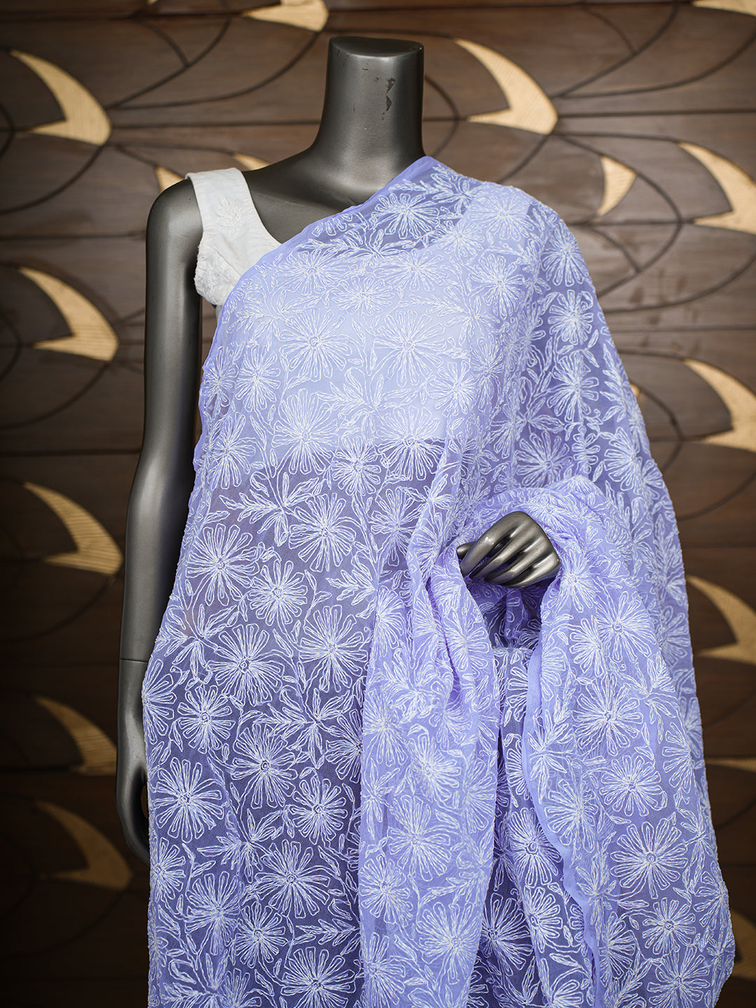Ada Hand Embroidered Mauve Faux Georgette Lucknowi Chikankari Dupatta 01A896548