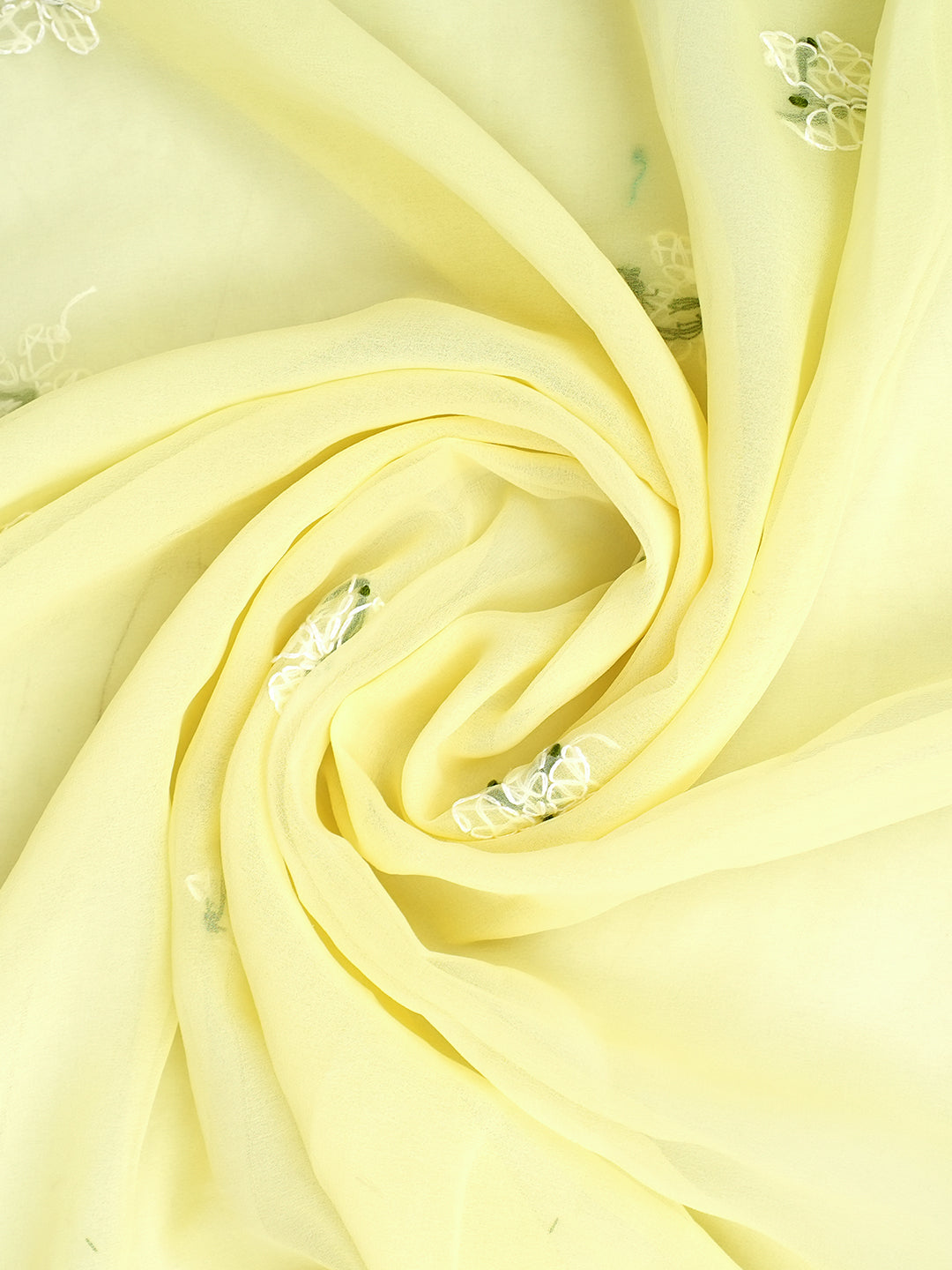 Ada Hand Embroidered Lemon Faux Georgette Lucknowi Chikankari Unstitched Suit Piece 01A913286