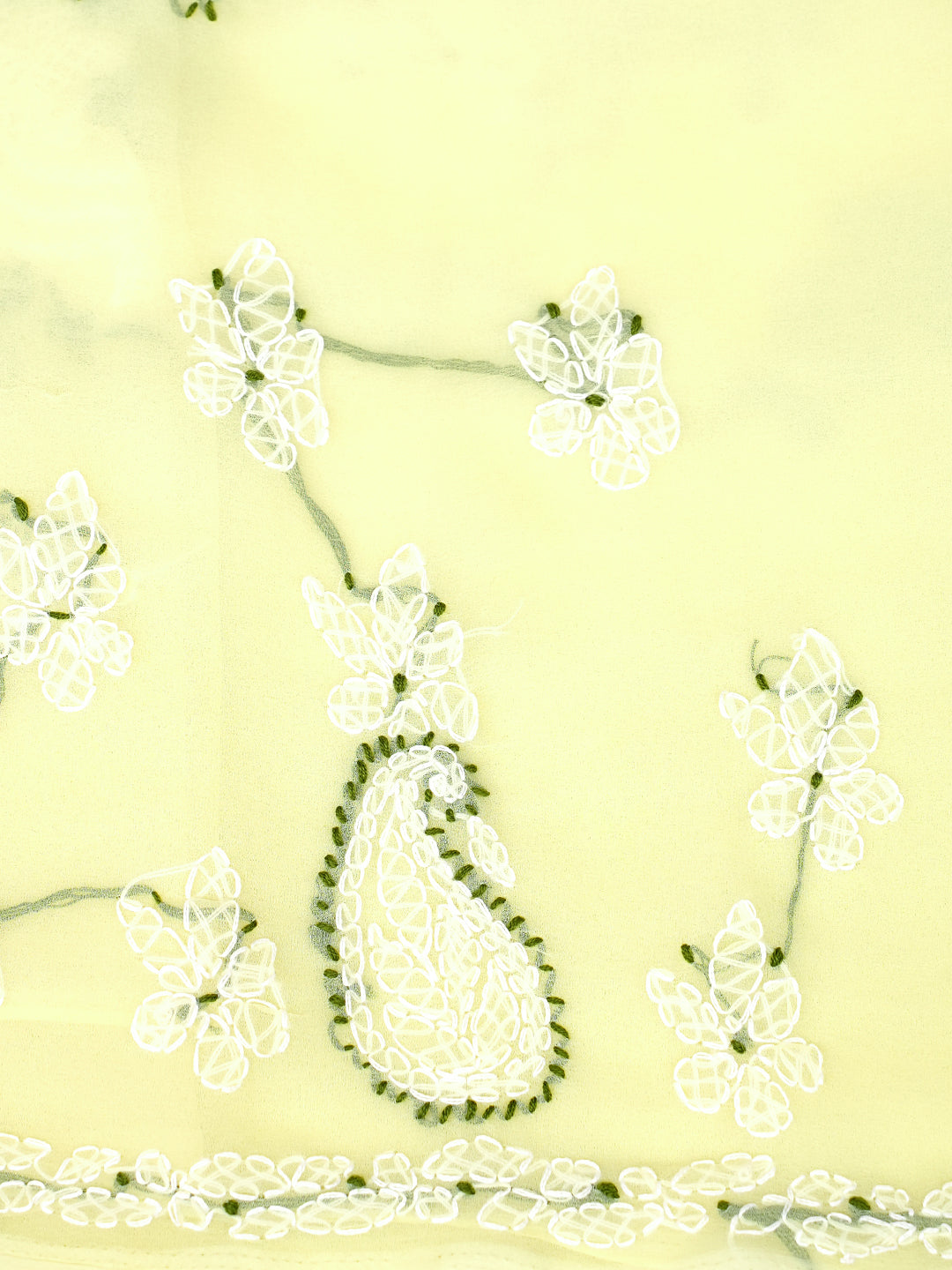 Ada Hand Embroidered Lemon Faux Georgette Lucknowi Chikankari Unstitched Suit Piece 01A913286