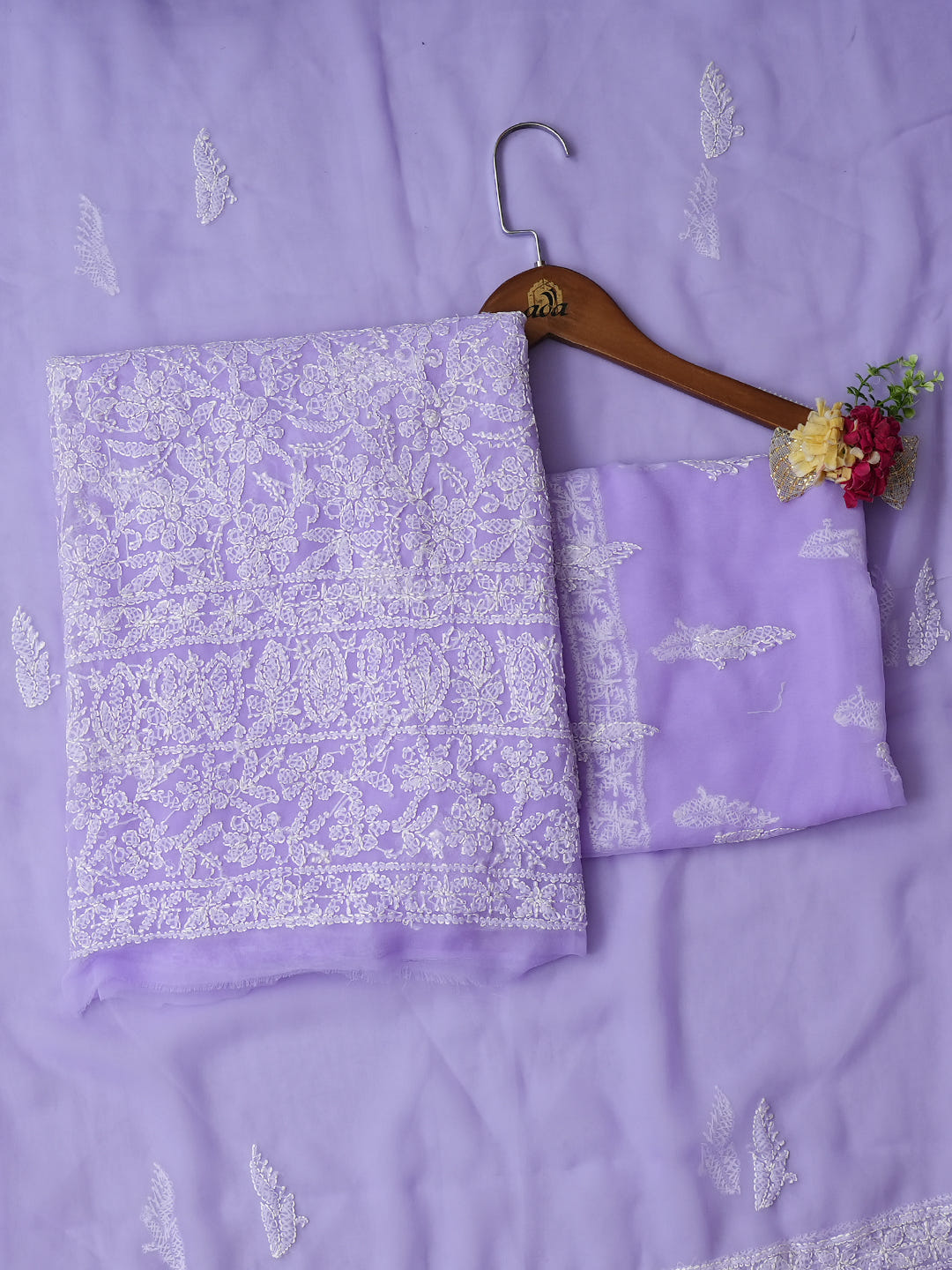 Ada Hand Embroidered Mauve Faux Georgette Lucknowi Chikankari Unstitched Suit Piece 07A502077