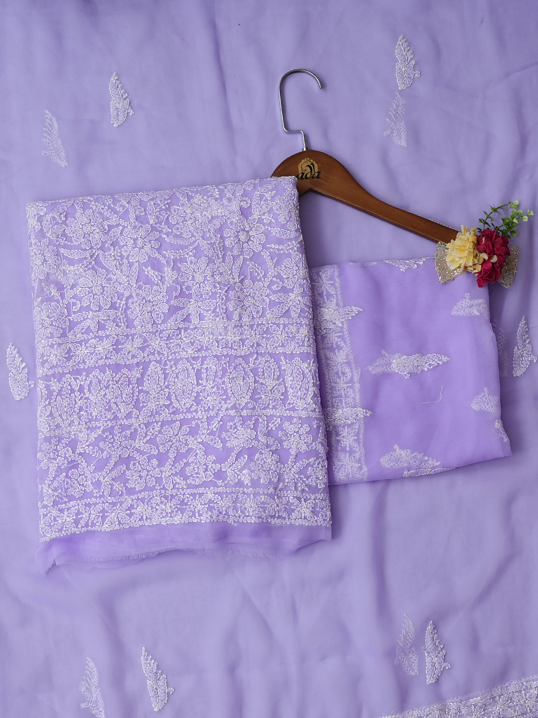 Ada Hand Embroidered Mauve Faux Georgette Lucknowi Chikankari Unstitched Suit Piece 07A502077