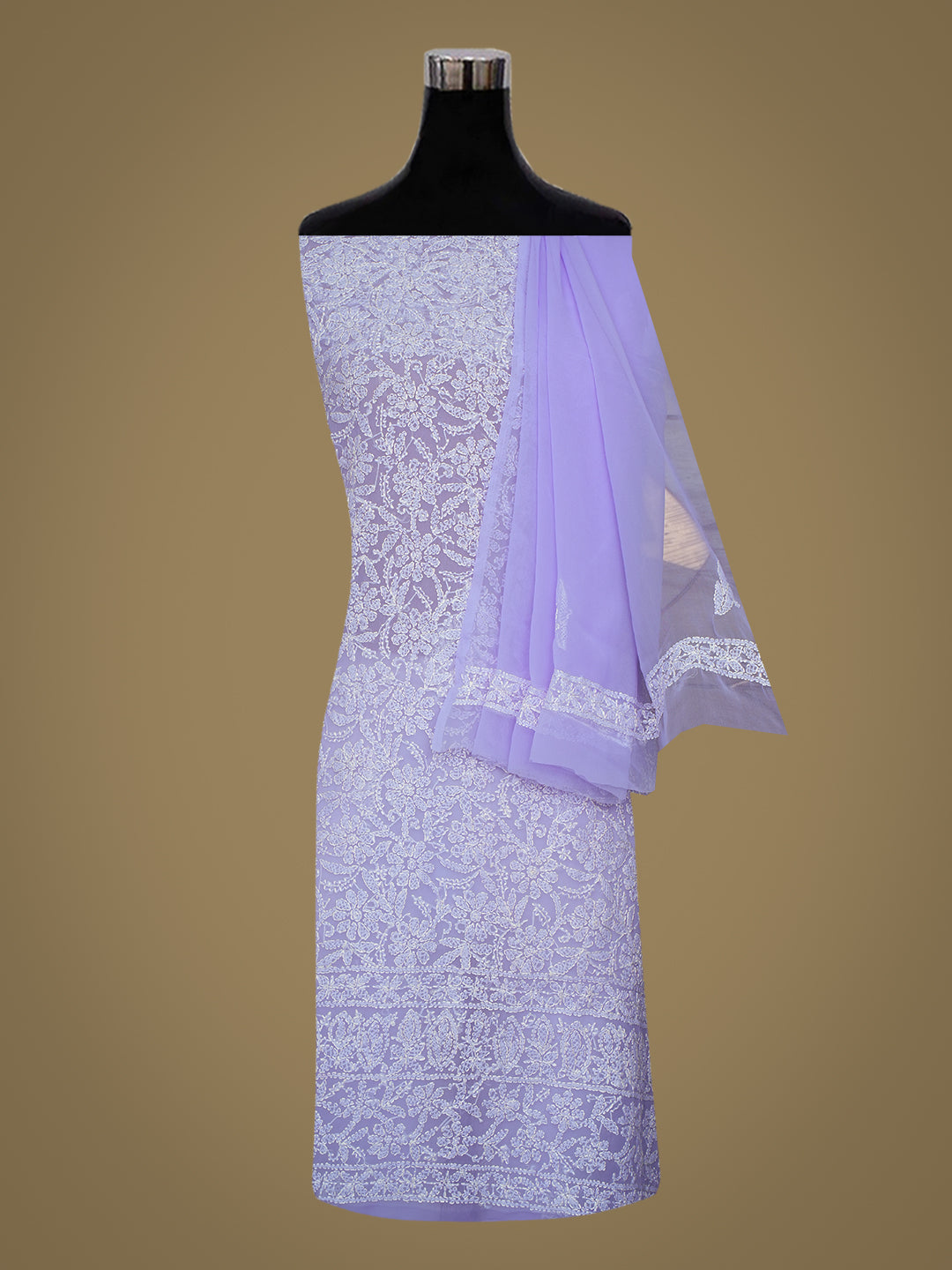 Ada Hand Embroidered Mauve Faux Georgette Lucknowi Chikankari Unstitched Suit Piece 07A502077