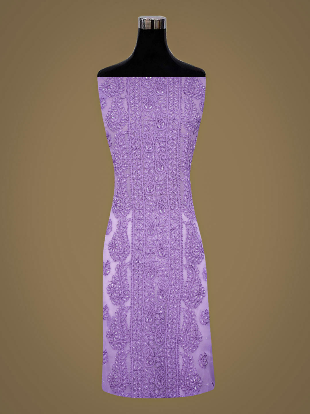 Ada Hand Embroidered Mauve Faux Georgette Lucknowi Chikankari Unstitched Suit Piece With Cutdana Work 01A891077