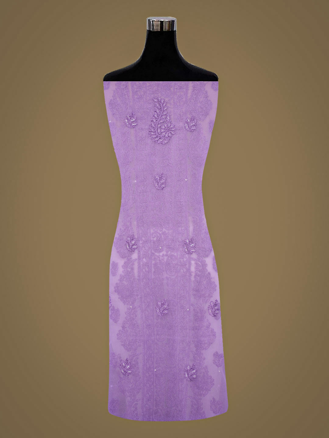 Ada Hand Embroidered Mauve Faux Georgette Lucknowi Chikankari Unstitched Suit Piece With Cutdana Work 01A891077