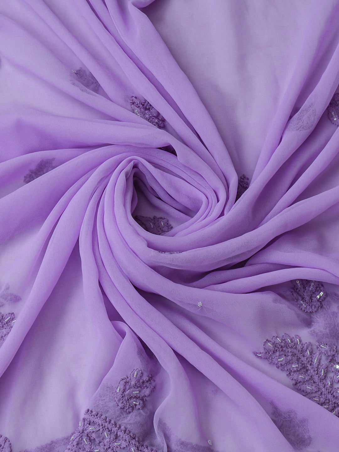 Ada Hand Embroidered Mauve Faux Georgette Lucknowi Chikankari Unstitched Suit Piece With Cutdana Work 01A891077