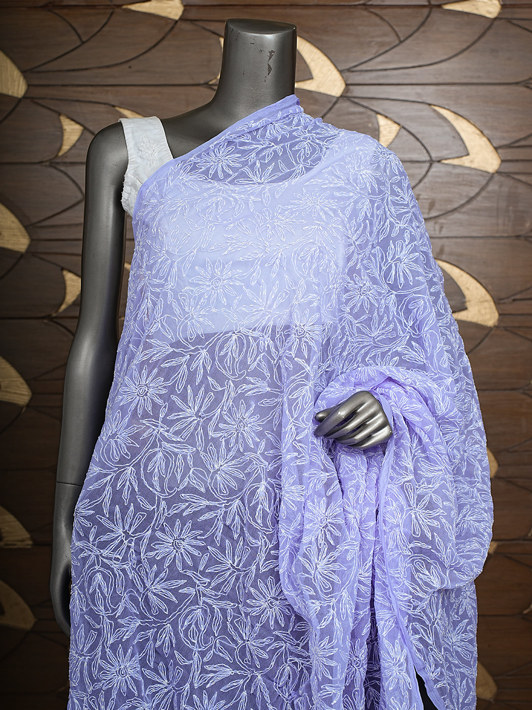 Ada Hand Embroidered Mauve Georgette Lucknowi Chikankari Dupatta 01A999154_2