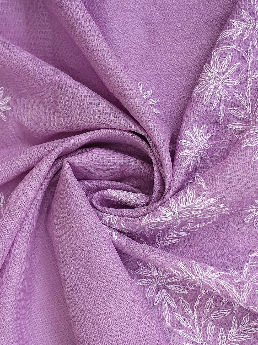 Ada Hand Embroidered Mauve Kota Lucknowi Chikankari Unstitched Kurta Dupatta Set 01A971029