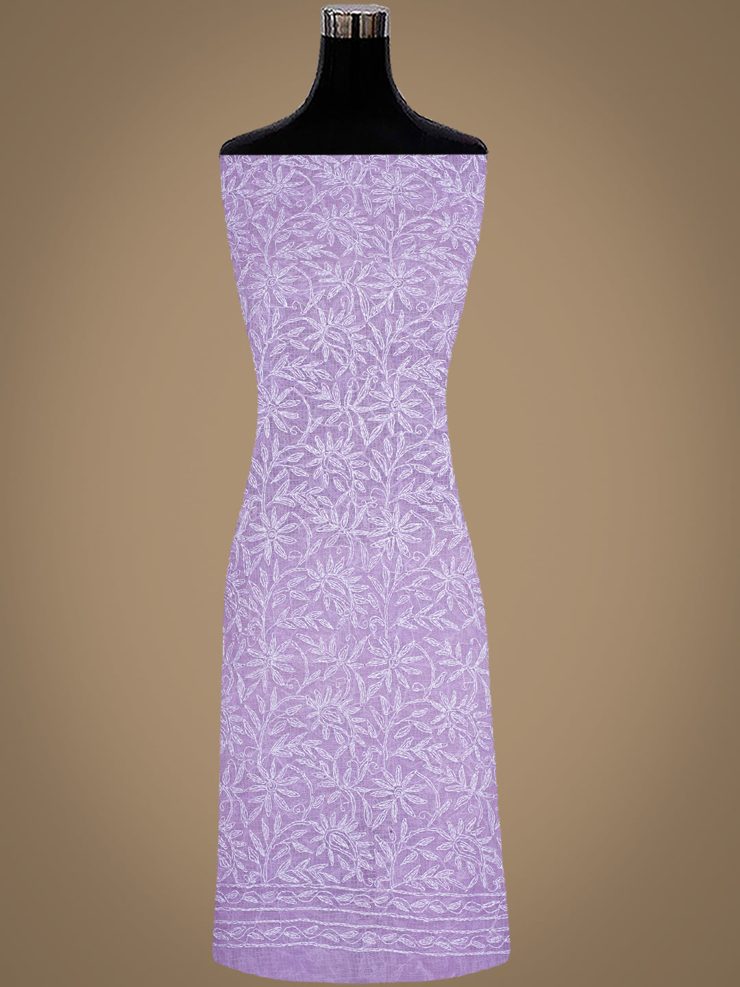 Ada Hand Embroidered Mauve Kota Lucknowi Chikankari Unstitched Kurta Dupatta Set 01A971029