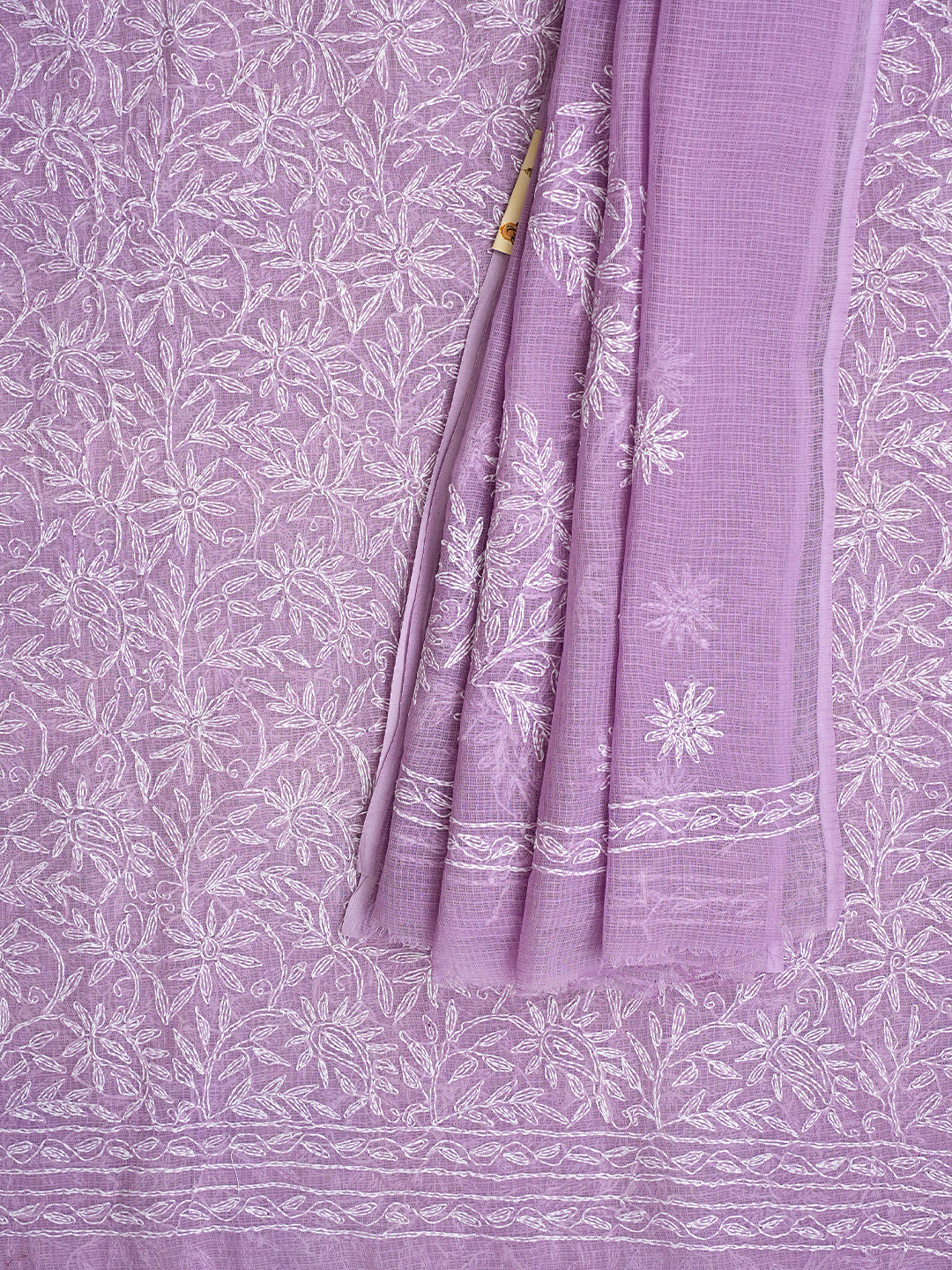 Ada Hand Embroidered Mauve Kota Lucknowi Chikankari Unstitched Kurta Dupatta Set 01A971029