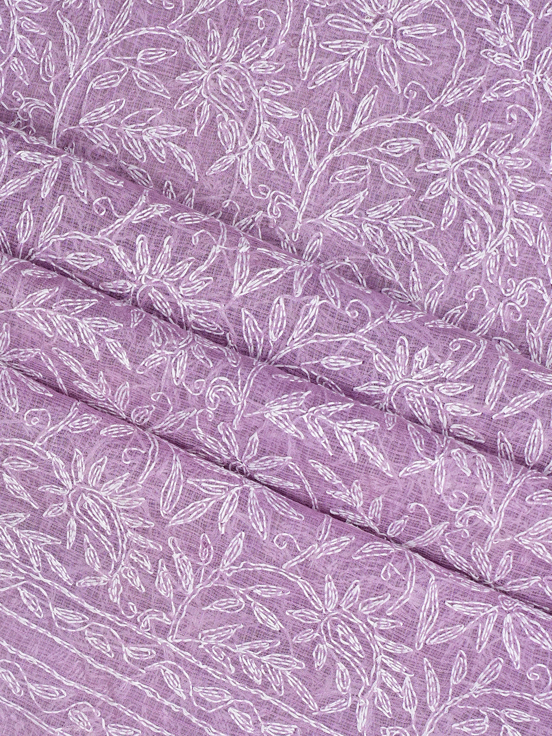 Ada Hand Embroidered Mauve Kota Lucknowi Chikankari Unstitched Kurta Dupatta Set 01A971029