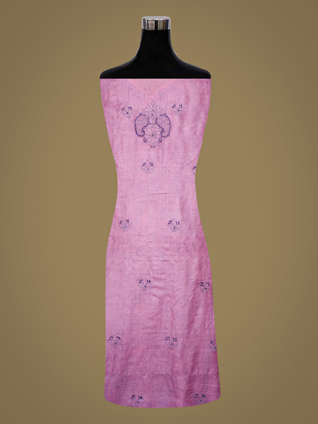Ada Hand Embroidered Mauve Silk Lucknowi Chikankari Semi-Stitched Suit Piece With Mukaish Work Dupatta 01A989881