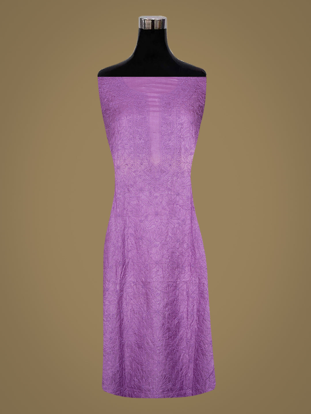 Ada Hand Embroidered Mauve Silk Lucknowi Chikankari Unstitched Suit Piece 01A965576