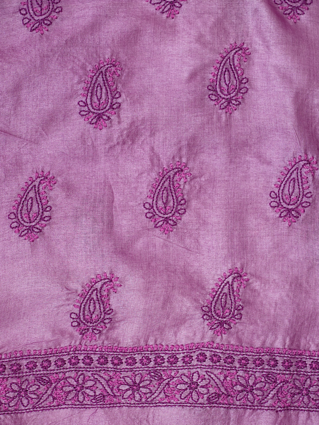 Ada Hand Embroidered Mauve Silk lucknowi Chikankari Unstitched Kurta 01A998782