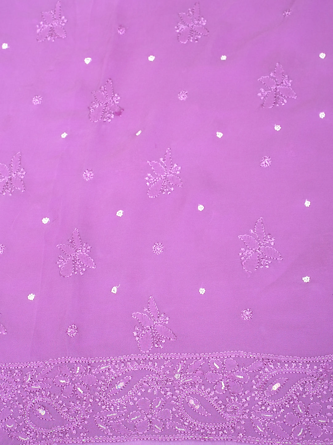 Ada Hand Embroidered Mauve Viscose Georgette Lucknowi Chikankari Unstitched Kurta Dupatta Set With Cutdana Work 01A933576