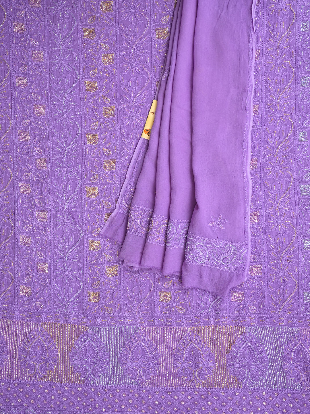 Ada Hand Embroidered Mauve Viscose Georgette Lucknowi Chikankari Unstitched Kurta Dupatta Set With Cutdana Work 01A948011