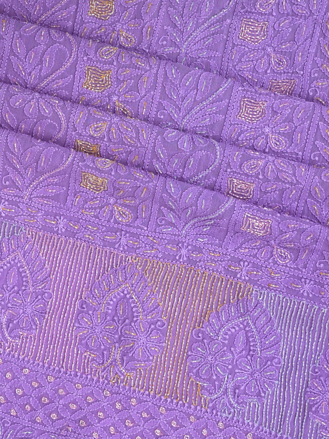 Ada Hand Embroidered Mauve Viscose Georgette Lucknowi Chikankari Unstitched Kurta Dupatta Set With Cutdana Work 01A948011