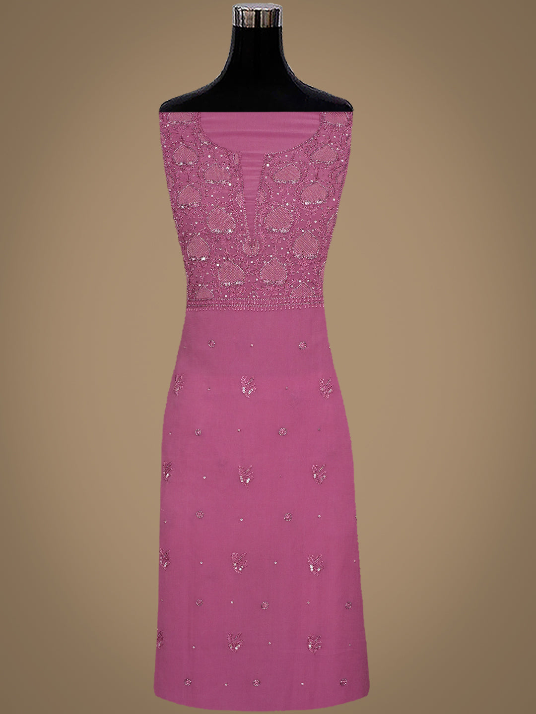Ada Hand Embroidered Mauve Viscose Georgette Lucknowi Chikankari Unstitched Suit Piece With Cutdana Work 01A922564