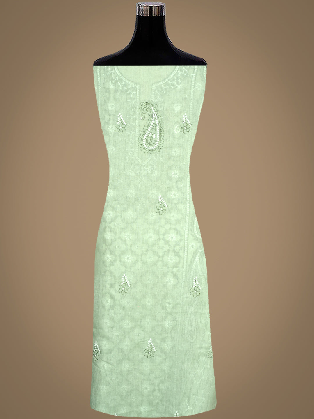Ada Hand Embroidered Mint Green Cotton Lucknowi Chikankari Unstitched Suit Set 01A1010801