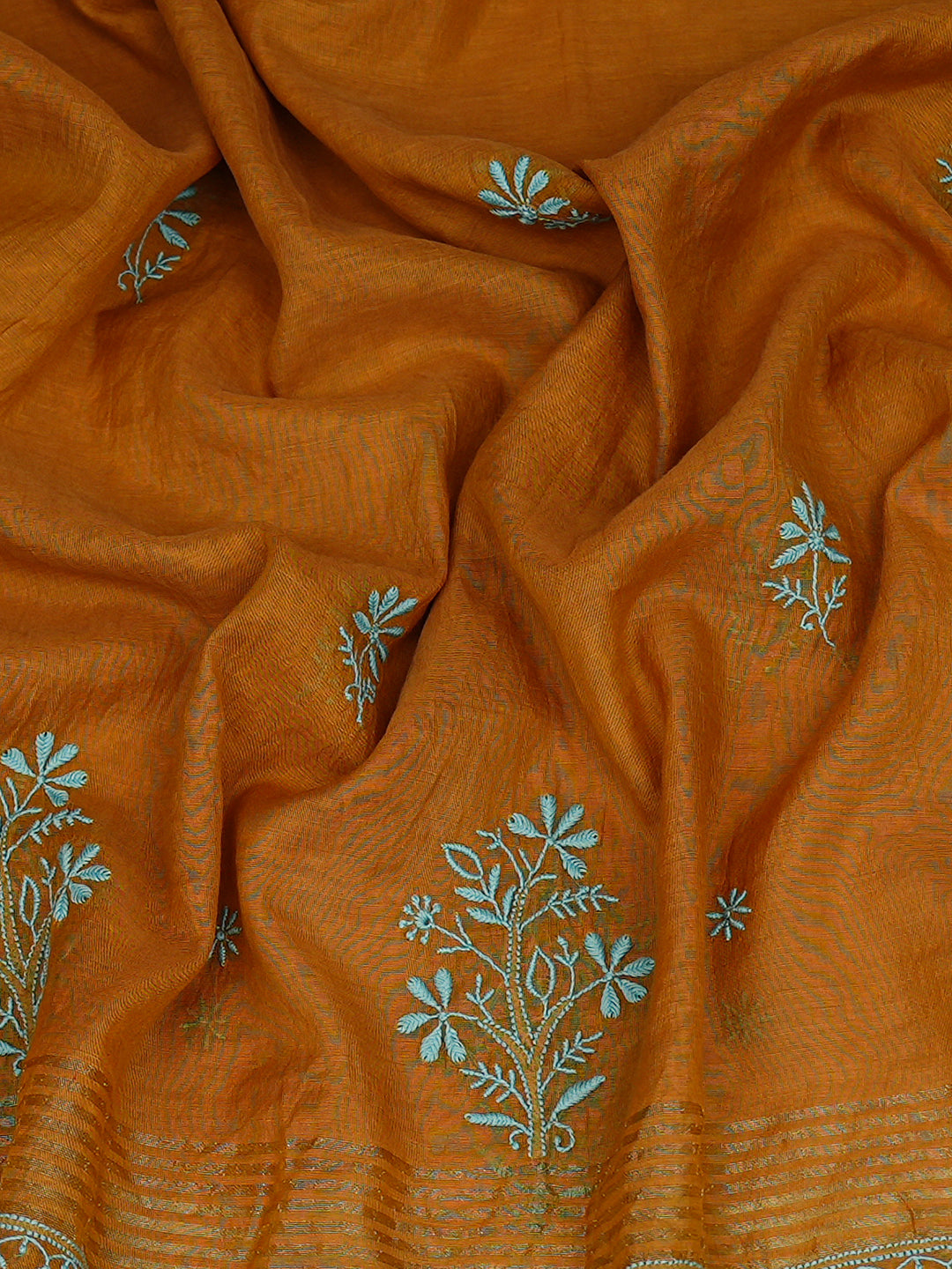 Ada Hand Embroidered Mustard Chanderi Lucknowi Chikankari Dupatta 07A501801
