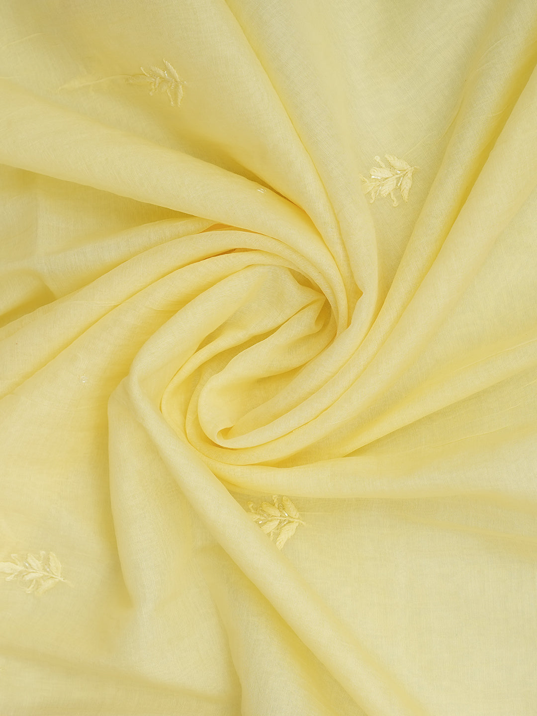 Ada Hand Embroidered Mustard Chanderi Lucknowi Chikankari Unstitched Kurta Dupatta Set with Pearl Work 01A911496
