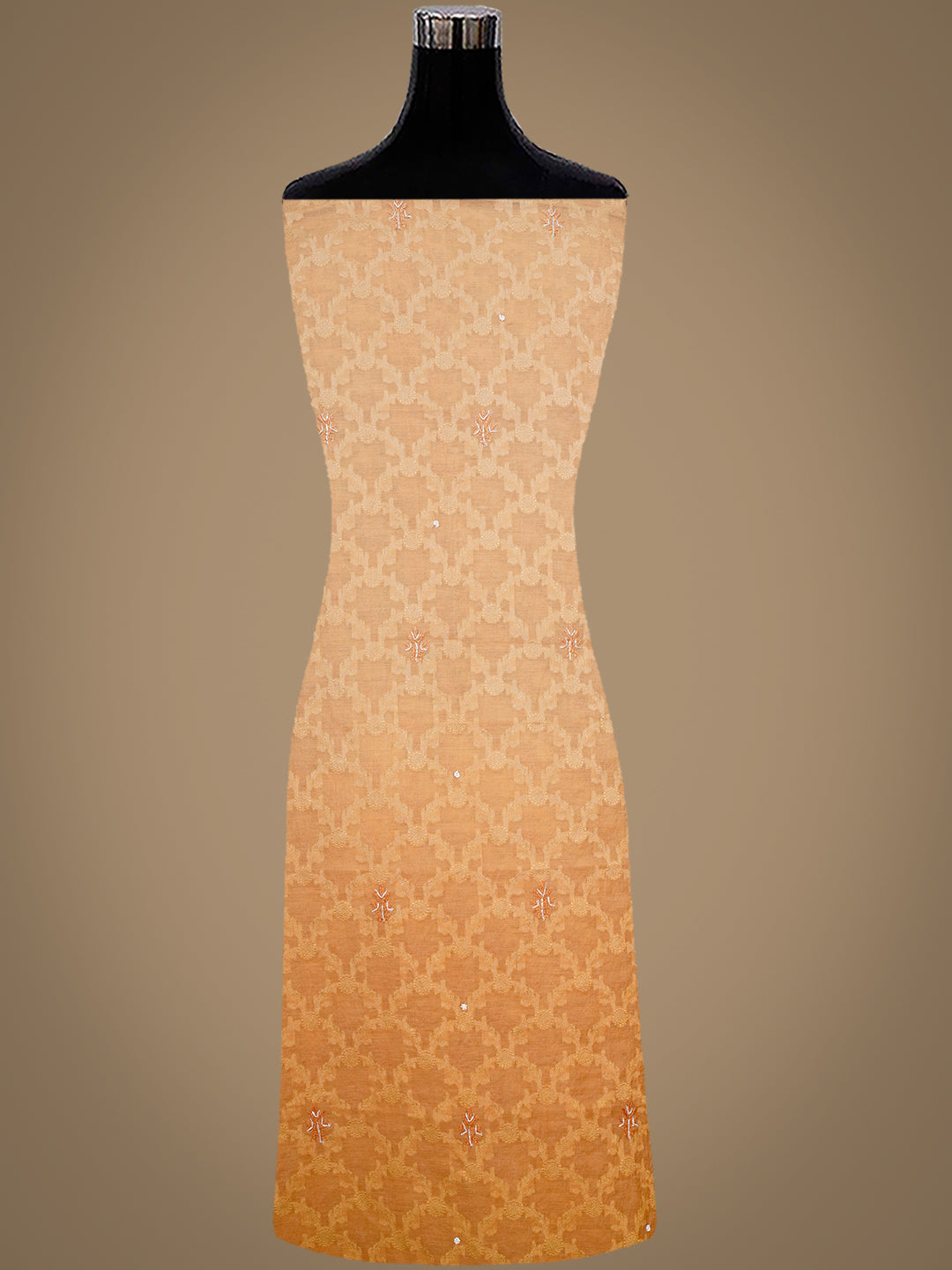Ada Hand Embroidered Mustard Chanderi Lucknowi Chikankari Unstitched Kurta Dupatta With Cutdana Work 01A972729