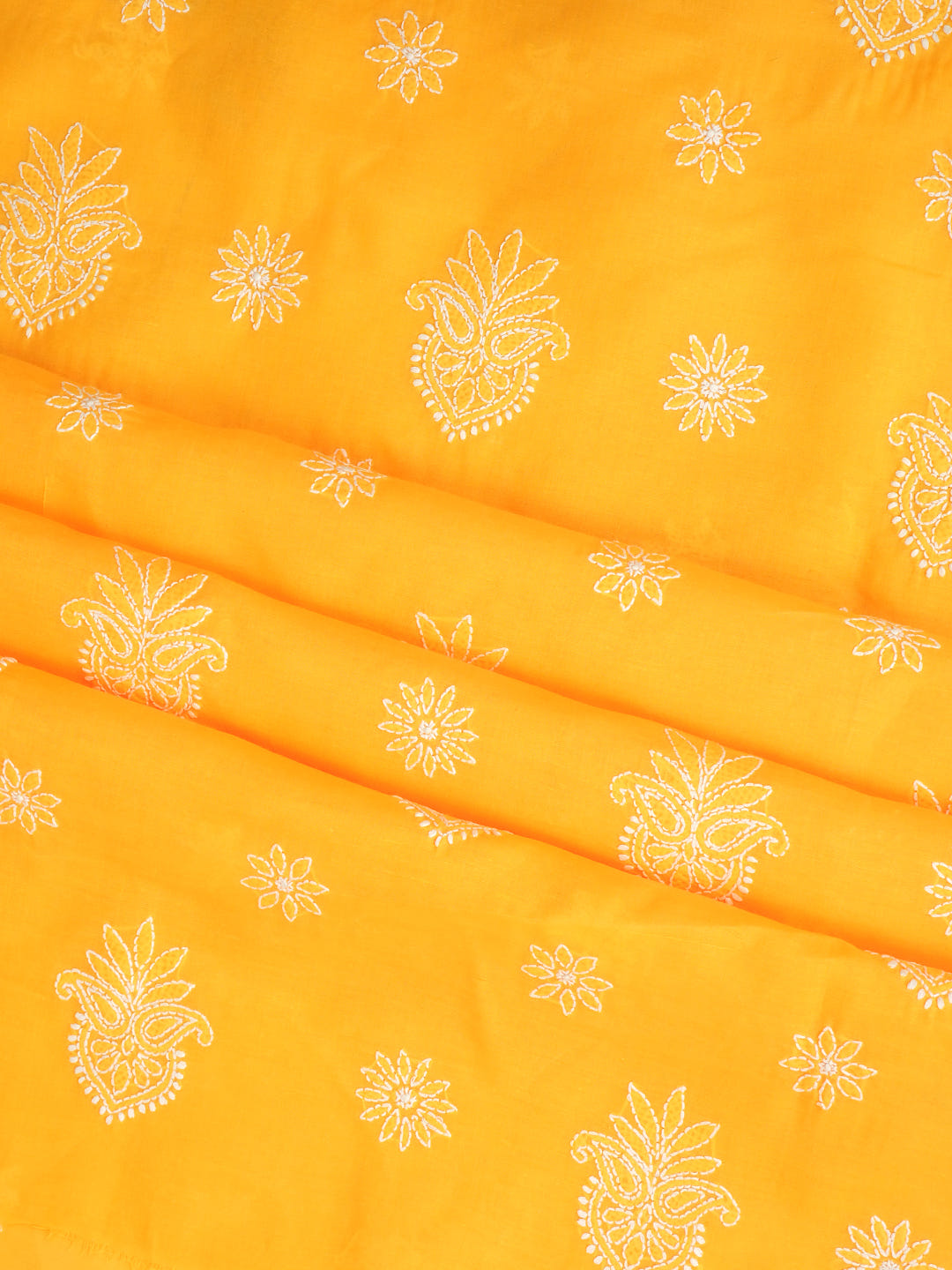 Ada Hand Embroidered Mustard Cotton Lucknowi Chikankari Unstitched Suit Piece With Chiffon Dupatta 01A1026550_4