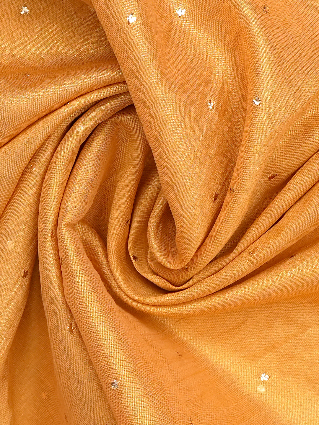 Ada Hand Embroidered Mustard Tissue Semi-Stitched A-line Kurta Dupatta Set With Muqaish Work 01A970297