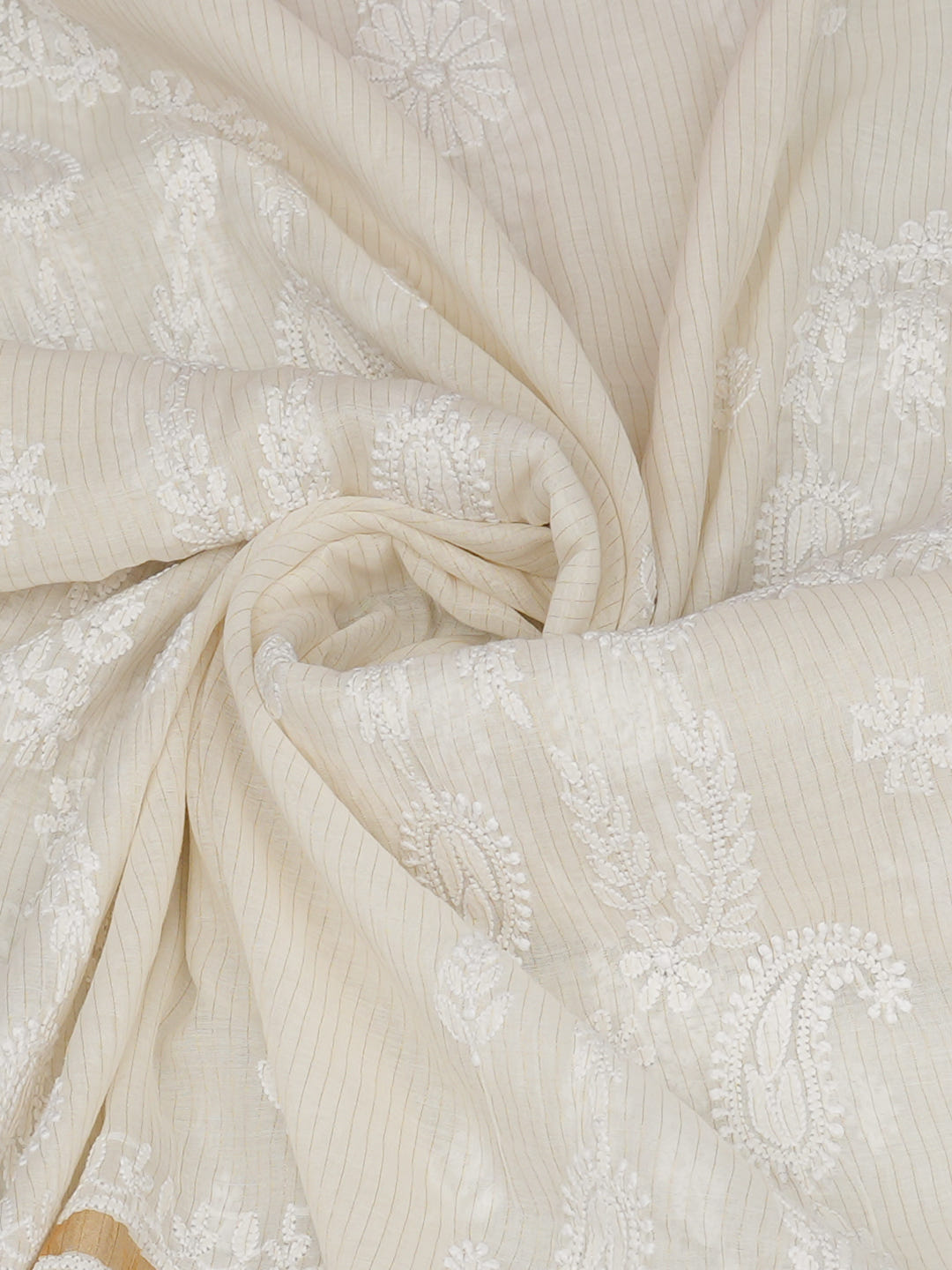 Ada Hand Embroidered Off White Chanderi Lucknowi Chikankari Dupatta 01A997858