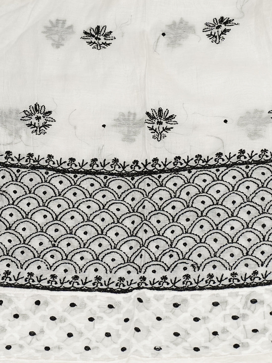Ada Hand Embroidered Off White Chanderi Lucknowi Chikankari Semi-Stitched Kurta Dupatta Set With Cutdana Work 01A935336
